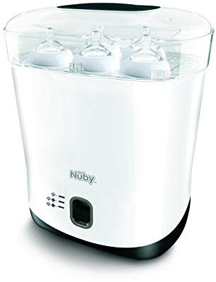 Nuby Stérilisateur et Sèche-biberon, stérilisateur électrique à vapeur blanc, tue 99,9% des germes