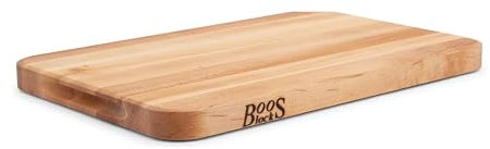 Boos Block Profi-Schneidebrett groß – 45,7 x 30,5 x 3,2 cm – Ahorn Holzbrett mit Griff – Antibakterielles Küchenbrett – Servierbrett & Hackbrett aus Holz