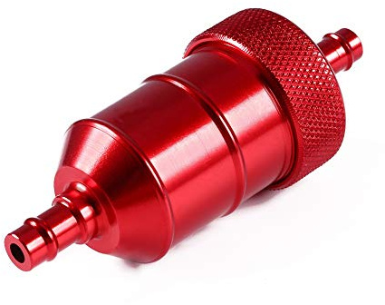 Vobor Inline Kraftstofffilter, Inline Gasöl Ölfilter Benzin Gasonline Reiniger für Motorrad Dirt Bike Benzin Grubenschmutz 1/4 6 mm (rot)