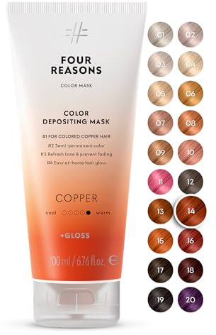FOUR REASONS Color Mask, Copper (27 Farbtöne) – Haar-Gloss & Farbspendende Pflege – Semi-Permanente Kupfer-Haartönung – Vegan & Cruelty-Free – 200 ml