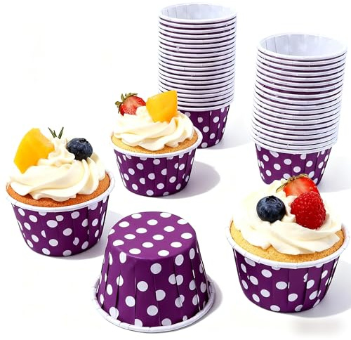 Jenngaoo 100 Stück Mini Muffinförmchen aus Papier, Lila | Kleine Cupcake Liner für Geburtstag, Party, Hochzeit, Hitzebeständig, Vielseitig Einsetzbar, Backzubehör