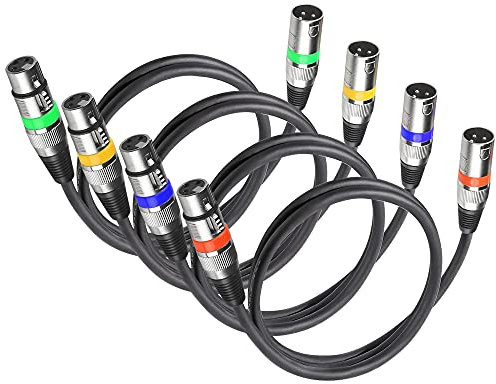 4Pack Dmx Kabel 1m 3 Pin Dmx Cable XLR Kabel, Mikrofonkabel XLR Stecker auf Busche