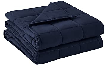 BLINBLIN Coperta pesante con materiale di prima qualità e perline di vetro (blu navy, 150 x 200 cm 5,4 kg), adatta per una persona (~ 49,9 kg) Uso su letto queen size