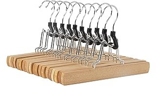 Amazon Basics Holzkleiderbügel für Hosen, Natur, 10er-Pack, Natural, 25x16.5 cm