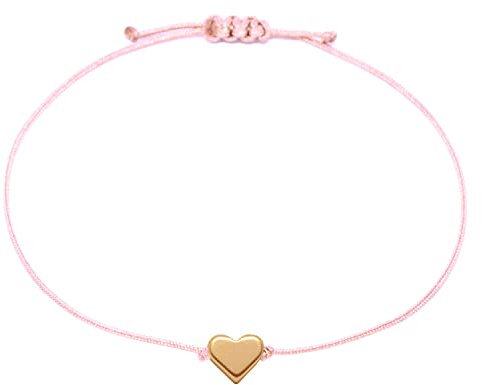 Selfmade Jewelry Armband Damen Herz Roségold Handgemachtes Makramee Armbändchen mit Herzchen Größenverstellbar Inkl. Geschenk-Verpackung