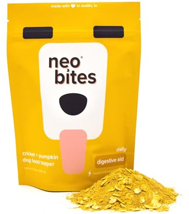 Neo Bites Dog Food Topper, Cricket Protein Supplement, Vegan & Vegetarian Alternative, Insect Based, Probiotics, Superfood, Natural Meal Mixer, Gut Health, 45 Day Supply 12.5 oz Digestive Aid