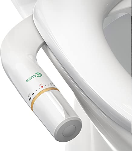 Ciays Accesorio de bidé para inodoro, pulverizador de bidé ultrafino con controles de presión, boquillas dobles no eléctricas para lavado femenino/posterior, bambú y blanco