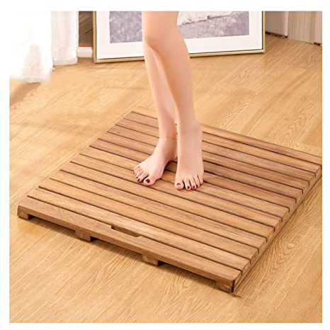 ZXCVBAS Badematte Aus Holz,Badezimmermatte Aus Bambus, Signature Living Bambus Badmatte Für Badezimmer, Außendusche, Sauna, Spa, Nicht-Schlupfholz-Duschmatte, Anpassbar,30x30cm/12x12in