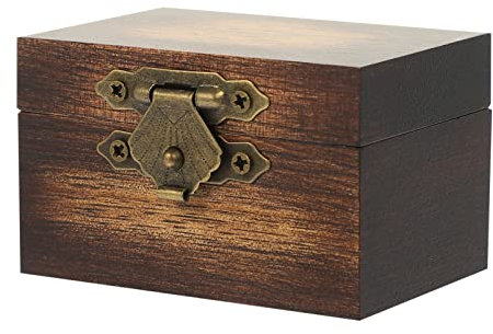 Holz Ring Box Vintage Ringbox Ringschatulle Ring Halter Box Ringkästchen Schmuckkästchen mit Schloss Aufbewahrungsboxen für Ambanduhr Halskette Ohrring Hochzeit Verlobung Dekoration