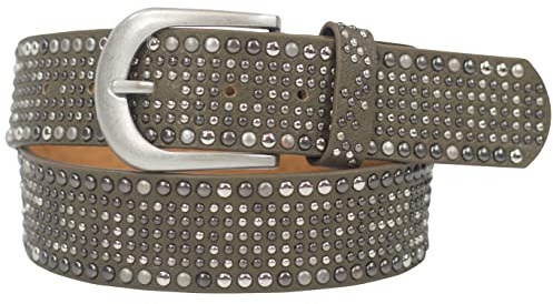 Damengürtel mit Nieten, Strass-Nieten-Besatz, Synthetikgürtel im Vintage-Style, Breite ca. 3,8 cm