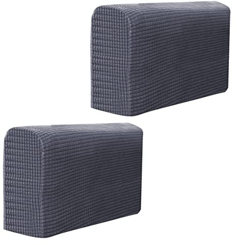 Beavorty 2stücke Teiliges Set Elastischen Sofa Armlehnenbezügen Schützende Und Pflegeleichte Tücher Für Zuhause Und Büro Dunkelgrau Langlebig rutschfest Und Installieren