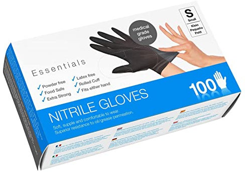 MantraRaj 100pk Disposable Nitrile Gloves Black Latex Free Disposable Gloves Powder Free Suitable for Automotive, Cleaning and Industrial Tattoo Artist Hairdresser Gardening Beauty Salon (Large)