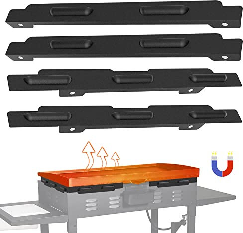 Windschutz für Blackstone Grillplatte, 4er-Set Magnetischer Edelstahl Windschutz mit Grillrost-Clip 36 Zoll Blackstone Flaches Grillzubehör Keine Installation, Schwarz