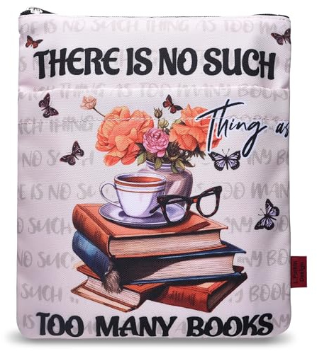 LParkin Buchhülle mit Reißverschluss There Is No Such Thing As Too Many Books, Buchhülle Stoff für Buchliebhaber 27,9 x 21,6 cm, Wasserdichte Buchhülle
