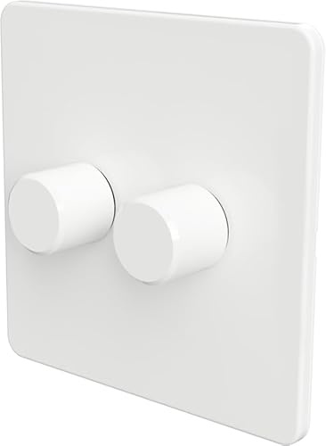 SAMOTECH WIFI Smart DIMMER UK No neutral wire required, compatible with Alexa, Google, Tuya, Smart Life - White 2-Gang