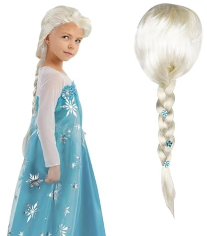 Hojalis Elsa Perücke, Prinzessin ElsaPerücke, ElsaPerücke Kinder, ElsaHaare, Perücke Kostüm Zubehö für Kinder Mädchen Geburtstagsparty PerückeFrauen Weihnachten Halloween Party Cosplay Karneval