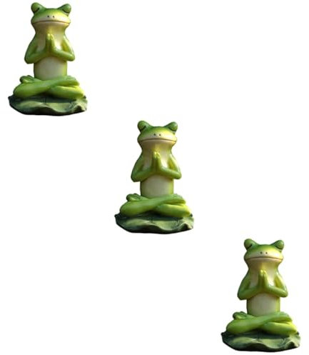 VANZACK 3stücke Yoga-frösche Dekofigur Aus Harz Gartenfiguren Für Outdoor-Dekoration -Landschaft Adornment Fröhliche Frosch-skulpturen Für Garten Und Teich Friedliche Wetterfest