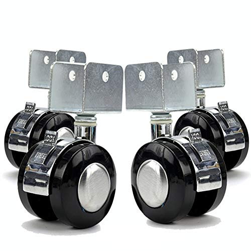 TVSKWMRQ Radplatte Rollen 2 Zoll 50 mm Rollen U 20 mm/25 mm Sockel ABS Leise Lenkrollen Schwenkbare, leise rollende Doppelräder 120 kg 360° Universal mit Bremse,