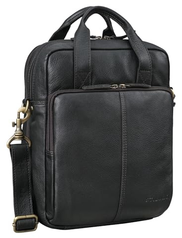 STILORD Dave Männer Tasche Leder Kompakt Umhängetasche Reise Laptop 13,3 Zoll für MacBook Tablettasche Vintage Messenger Bag Herrentasche Echtleder Farbe:schwarz