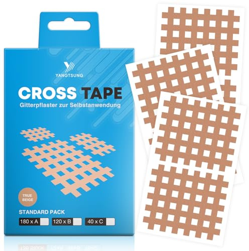 YANGTSUNG Cross Tape Gitterpflaster, 40 Stück, Wasserfest Akupunkturpflaster Gitterpflaster, Starkem Halt Akupressur Pflaster, Gittertape Schmerzpunkte, Vielseitig Einsetzbar