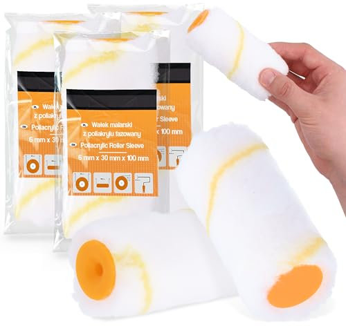 3x Rodillo 10 cm De Recambio Pintura Látex Pequeñas Superficies Fachadas Techos Paredes Pared Antigoteo Antisalpicaduras Material De Pintor Lacado