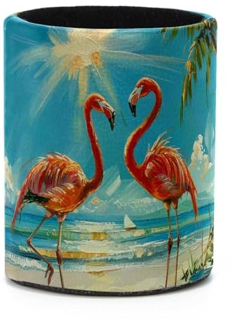 Flamingo Sea Sun Painted Stylish and Functional Pen Holder Pencil Cup - Small Desk Organizer for Office Supplies and More