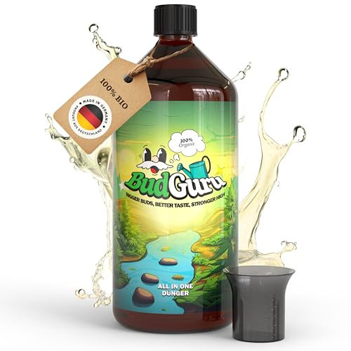 BudGuru Dünger für Pflanzenwachstum Indoor & Outdoor (1l Flasche) | Chemikalienbeständiger Portionierer mit präziser Skala | Dosierhilfe für einfaches Abfüllen
