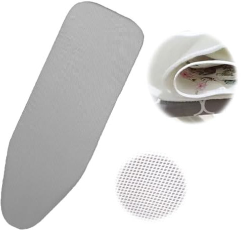 YCBTPS Copriasse da Stiro 100x30 110x35cm Cotone Copertura ASSE da Stiro per Ricambio Copri ASSE da Stiro Resistente Alte Temperature, con Imbottitura(Gray,43x14in(110x35cm))