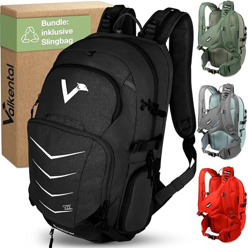 Valkental Rucksack 22L, Wanderrucksack, Wasserfest & Reflektierend | Erweiterbares Volumen, atmungsaktiv ohne Schwitzen, wasserfest & reflektierend, als Wander-, Trekking- & Fahrradrucksack
