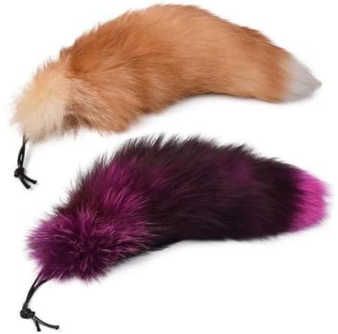 Nocyclonic 2 Pieces Fuchsschwanz Anhänger fox tail Schlüsselanhänger Niedlicher Fuchsschwanz-Schlüsselanhänger, Anhänger, Frauen, Schlüsselanhänger, Pompoms, Schlüsselanhänger 40cm (12)