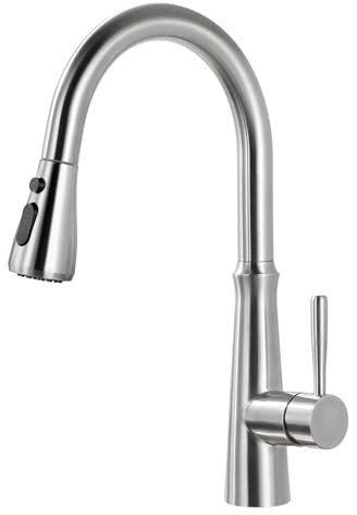 iVIGA Wasserhahn Küche, Hochdruck Küchenarmatur Ausziehbar, 360° Schwenkbar Armatur Küche Mischbatterie Küche mit 2 Wasserstrahlarten, Edelstahl Spültischarmatur Küche,Gebürstet Nickel