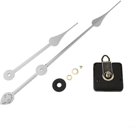 Emiif Silent Quartz Uhrwerk Uhrwerk Ersatz-Kit für 50-60CM Durchmesser 5-8MM Lange Zeiger 200mm / 230mm (Silber 2)