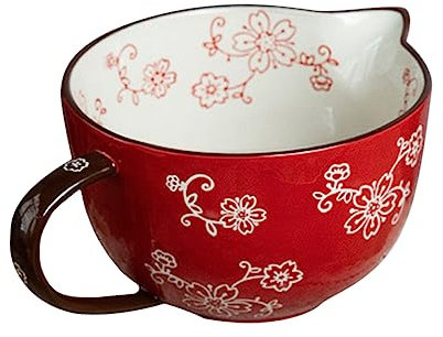 Generico 1 Pc Ciotola Di Uova Miscelazione Di Ciotole Ciotola Di Zuppa Ciotole Per Nidificazione Ciotola Con Manico Mini Caraffa Per Crema Terrina Dura Ceramica Rosso