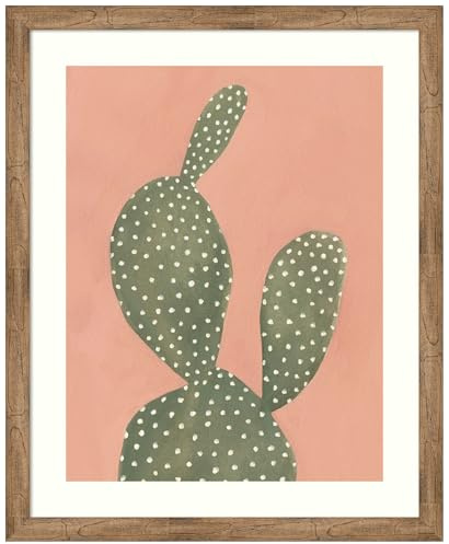 Amanti Art Framed Wall Art Print 44x36 Coral Cacti I by Emma Scarvey, Flowers Wall Art, Modern Contemporary Decor, X-Large Poster Painting Artwork for Living Room, Bedroom, Bathroom, Kitchen, Office