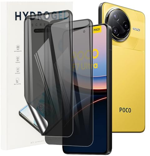 KUSINHOKA Protector Pantalla de Privacidad para Xiaomi Poco F7 Pro/Poco F7 Ultra, [2 Piezas] Anti-Espía Hidrogel Flexible Full Cobertura Película Protectora, Anti-arañazos Film Protector
