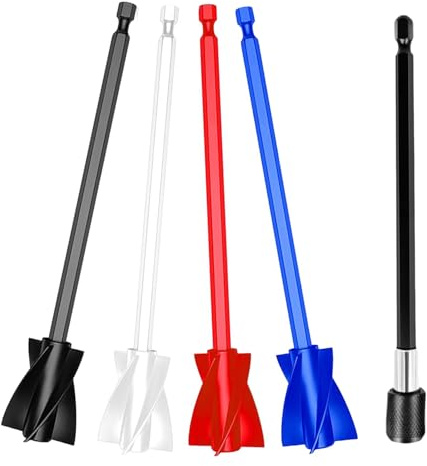 5 Pcs Paint Mixer for Drill - 4 Pcs Paint Mixing Paddles with 1pc 15cm Extension Rod-Efficient Paint Stirrer Attachment for Mixing Paints, Stains & Liquids - Durable and Easy to Use