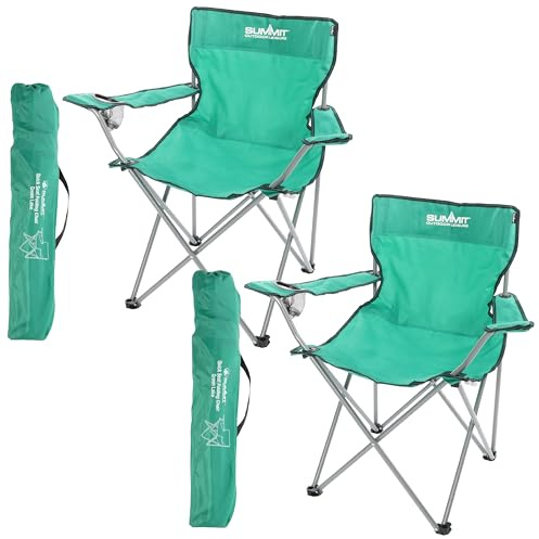 LOVETRENDS Camping Chairs - Pack of 2 - Green Lightweight Folding Canvas Camping Chairs with Cupholder - Summer Activity Fishing Trips Music Festivals Camp Furniture