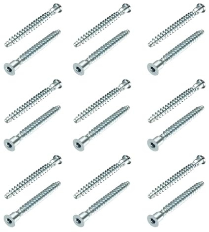 Confirmat Schrauben M7 x 50 mm, silberfarben, Innensechskant, Senkkopf, selbstschneidende Möbelverbindungsschrauben, robust und, 25 Stück