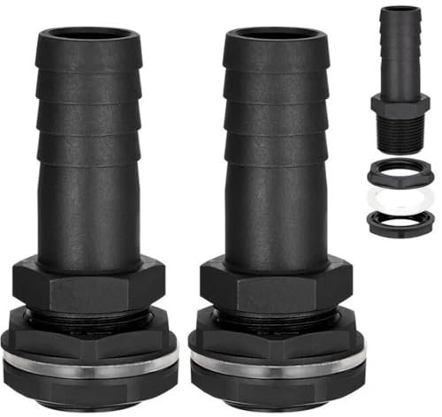 FiTspi 2 bocchette di sfiato per serbatoio dell'acqua da giardino, 25 mm, con dado e rondella, ugelli a doppia filettatura, adatti per barili di pioggia, rubinetti da giardino, sistemi di irrigazione