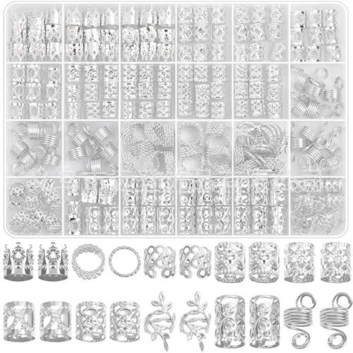220 Stück Haarschmuck für Zöpfe, Loc Schmuck für Haar-Dreadlock, Haaranhänger für Frauen, Metall-Gold-Zöpfe, Ringe, Manschetten-Clips für Dreadlock-Zubehör, Dreadlocks Schmuck Wikinger Haarschmuck