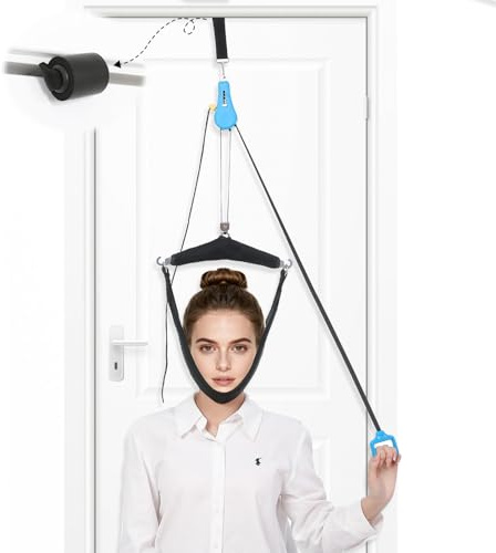 Neck Stretcher Cervical Neck Traction Device, Portable Neck Stretcher Hammock Over Door for Home Use, for Neck Pain Relief, Therapy AIDS for Neck Decompressor