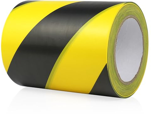 BOMEI PACK Ruban adhésif de signalisation jaune noir en PVC pour marquage au sol 150 mm x 33 m