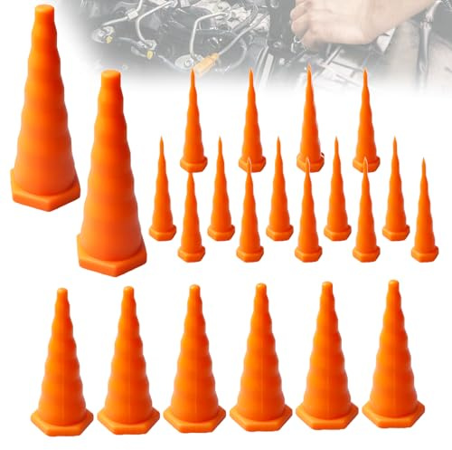 Hydraulisk oljeserviceproppar, 22 stycken hydraulslangproppar, 3 storlekar, industriella gummi-slangpluggar för rörledningar, oljeledningar, bevattning, läckageförebyggande (orange)