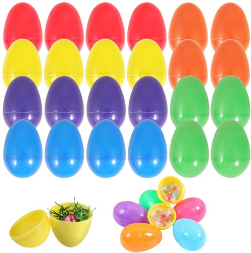 MUYAPAY 24 Piezas Huevo de Pascua Plástico, Hueco Huevos de Pascua para Pintar Huevos Sorpresa Niños Rellenar Dulces como Premios Divertidos y Regalos Fiestas Infantiles