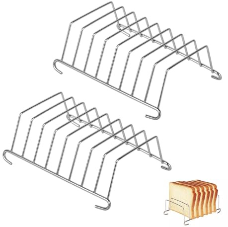 2 Piezas Rejilla para Tostadas para Freidoras de Aire, Soporte para Tostadas con Espacio 8, Rejilla para Pan de Acero Inoxidable para Uso doméstico y en restaurantes