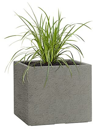Pflanzwerk® Pflanzkübel Fiberglas Cube Lava Grau 45x55x55cm XXL *Frostbeständig* *UV-Schutz* *Qualitätsware*
