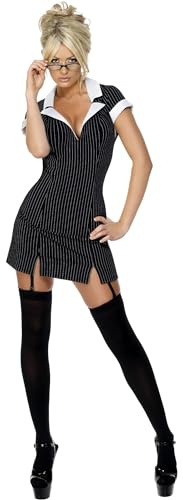 Smiffys, Damen Sekretärin Kostüm, Kleid, Brille und Strumpfhalter, Größe: M, 30737