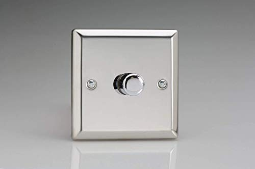 Varilight 1-Gang 2-Way V-Dim Push On/Off Rotary Dimmer 1 x 60-400W Mirror Chrome