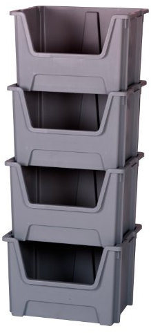 4 x BIG Stacking Plastic Storage Open Fronted Order Picking Waste/Recycle/Laundry Sorting Plastic Bins Boxes