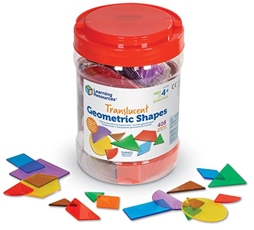 Learning Resources Transparente Geometrie-Formen, 408-teiliges Mint Konstruktions- und Lernspielzeug für Kinder ab 4 Jahren, Mehrfarbig